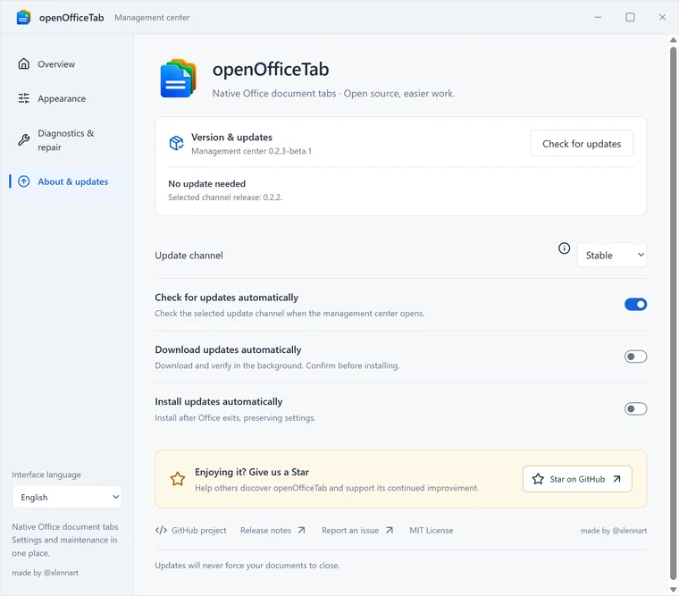 About & updates — Update channels and automatic updates